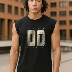 Bewakoof Jet Black Relaxed Fit Graphic Vest-image-69