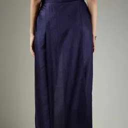 Fablestreet Navy Blue Polyster Regular fit Solid Casual trouser image 2