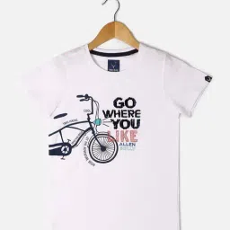 Allen Solly Kids White Cotton Printed T-Shirt-picture-17