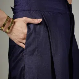 Fablestreet Navy Blue Polyster Regular fit Solid Casual trouser image 5