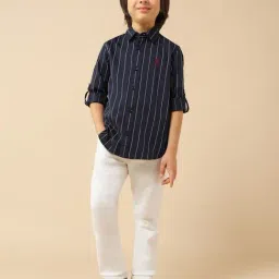 U.S. Polo Assn. Boys Blue Cotton Striped Shirt-picture-33