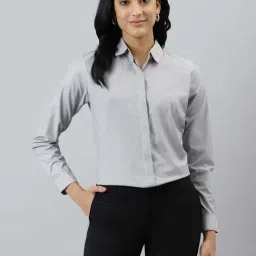 English Navy Grey & White Relaxed Fit Striped Shirt-image-53