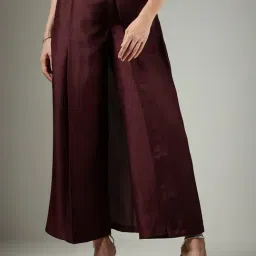 Fablestreet Burgundy Polyster Regular fit Solid Casual trouser-picture-10