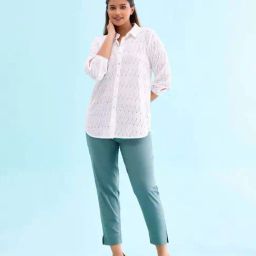 Go Colors! Turquoise Cotton Pencil Pants-picture-18