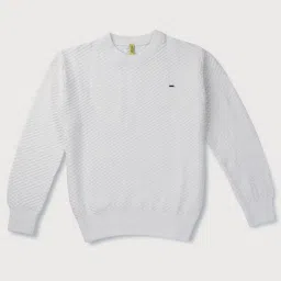Gini & Jony Kids White Cotton Textured Pattern Full Sleeves Sweater image 1