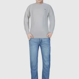 Gini & Jony Kids White Cotton Textured Pattern Full Sleeves Sweater image 3