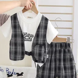 INCLUD Boys Checked Short Sleeves T-shirt With Shorts-image-20