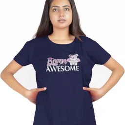 AMAHA FASHIONS Printed Round Neck Short Sleeves Cotton Lounge T-Shirt-image-31