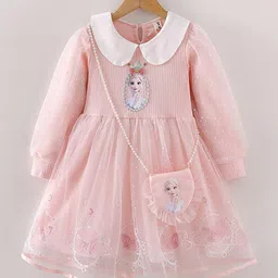 YK Women Self Design Peter Pan Collar Puff Sleeve Fit & Flare Dress-image-60