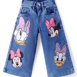 Babyhug Disney Knit Full Length Denim Jeans With Minnie Mouse & Friends Graphics - Blue-picture-14