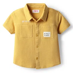 Babyhug 100% Cotton Half Sleeves Shirt With Patch Detailing - Yellow image 1