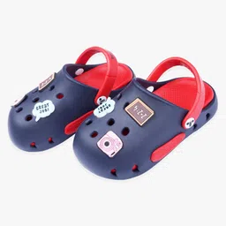 Toothless Great Job Text Applique Detailed Perforated Slingback Clogs - Navy Blue & Red-picture-11