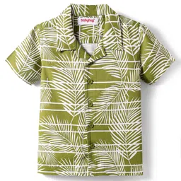 Babyhug Viscose Woven Half Sleeves Shirt With Tropical Theme Print - Green image 2