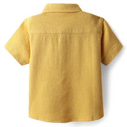 Babyhug 100% Cotton Half Sleeves Shirt With Patch Detailing - Yellow image 2