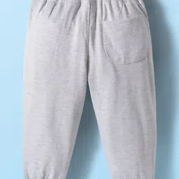 Babyhug French Terry Knit Full Length Lounge Pant with Game Time Text Print - Grey image 2