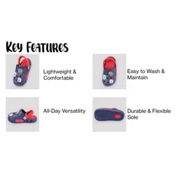 Toothless Great Job Text Applique Detailed Perforated Slingback Clogs - Navy Blue & Red image 4
