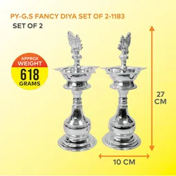 POSHIFY Pure German Silver Set of 2 Big Diya image 2