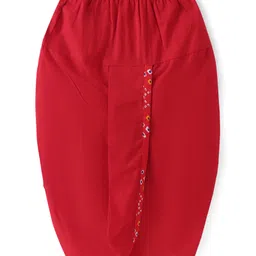 Babyhug Cambric Woven Full Sleeves Bandhani Printed Angarkha Dhoti Set with Tassle Detailing - Red image 4