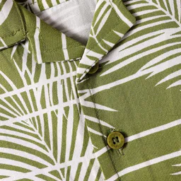 Babyhug Viscose Woven Half Sleeves Shirt With Tropical Theme Print - Green image 4
