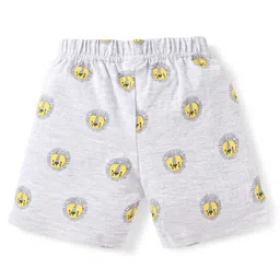 Babyhug Single Jersey Knit Half Sleeves Night Suit With Lion Print - Yellow & Grey image 5