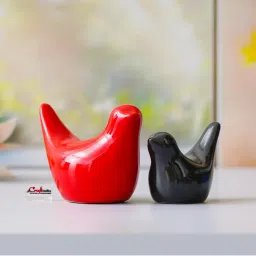 eCraftIndia Black Red Resin Love Birds Showpieces Bird Figurines Statues (Pack Of 2)-image-60