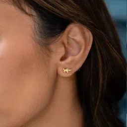 Shaya by CaratLane Leaves of wisdom Earrings in Gold Plated 925 Silver image 1