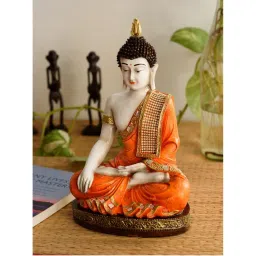 eCraftIndia Orange Resin Meditating Buddha Statue | Lord Buddha Idol-image-44