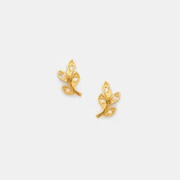 Shaya by CaratLane Leaves of wisdom Earrings in Gold Plated 925 Silver image 2
