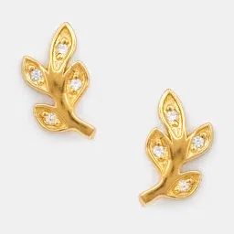 Shaya by CaratLane Leaves of wisdom Earrings in Gold Plated 925 Silver image 4