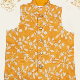 Little Bansi Boys Floral Thread Work Embroidered Nehru Jackets-picture-34