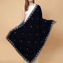 Moda Chales Embroidered Velvet Dupatta with Mirror Work-picture-41