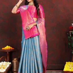 SILKWEAR Ethnic Motifs Printed Zari Kanjeevaram Saree image 5