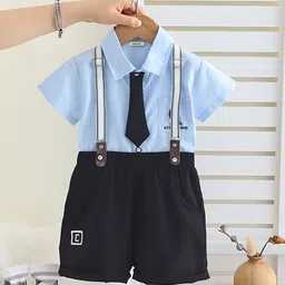 INCLUD Boys Short Sleeves Shirt With Neck Tie & Suspenders Shorts-picture-44