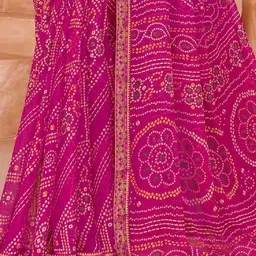 KALINI Bandhani Printed Saree With Attached Lace & Matching Blouse Piece image 2