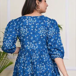 Nefies Floral Print Puff Sleeve Empire Top image 2