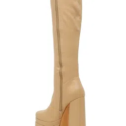 Flat n Heels Women Textured Block Heeled High-Top Slouchy Boots image 2