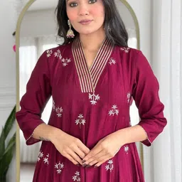 Moda Rapido Women Ethnic Motifs Embroidered Anarkali Kurta with Trousers & Dupatta image 3