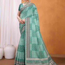 TASRIKA Ethnic Motifs Silk Blend Handloom Bagru Saree-picture-31