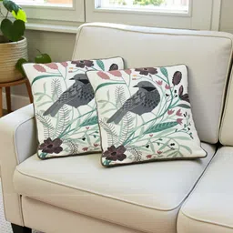 eyda White & Green Set of 2 Square Cushion Covers image 5