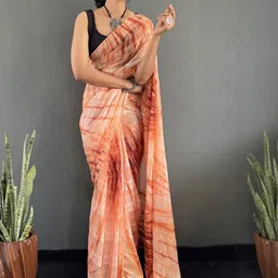 KALINI Tie and Dye Pure Georgette Ready to Wear Leheriya Saree image 4