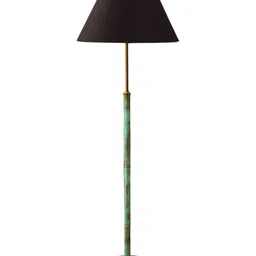 Devansh Black & Green Wooden & Cotton Frustum Shaped Floor Lamp image 3