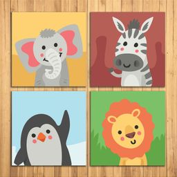 WENS Animals Nursery Sparkle Laminated Wall Panels Set of 4- Multicolor-picture-17