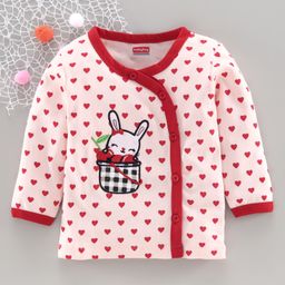 Babyhug Full Sleeves Vest Heart Print - Red-image-92