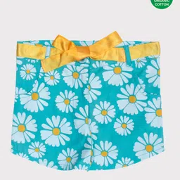 Nino Bambino 100% Organic Cotton Flower Printed Shorts - Aqua Sky-image-91