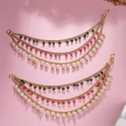 Sukkhi Gold-Plated Pearls Beaded Spherical Shaped Ear Chains-image-41