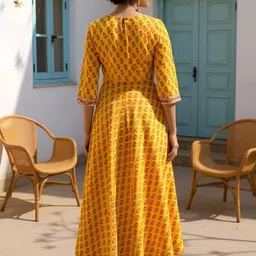 SZN Printed Pure Cotton Fit & Flared Maxi Dress image 2