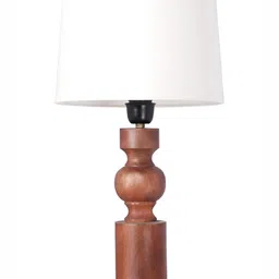 Decazone White Cylindrical Shaped Wooden Table Lamp image 5