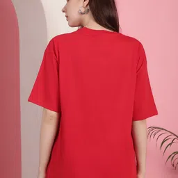 Dreambe Women Pack of 2 Tom & Jerry Typography Printed Cotton Oversized T-shirts image 3