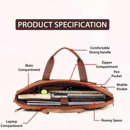 Highlark Men Textured Messenger Laptop Bag With Multiple Organisers Strong Handle image 3