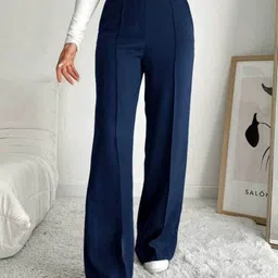Next One Women Smart Straight Fit High-Rise Easy Wash Pleated Trousers-image-35